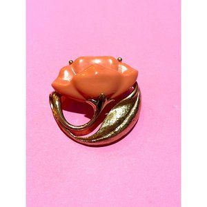 Vintage Avon Gold-tone Floral Brooch, Pink Enamel Barbiecore Retro Jewelry